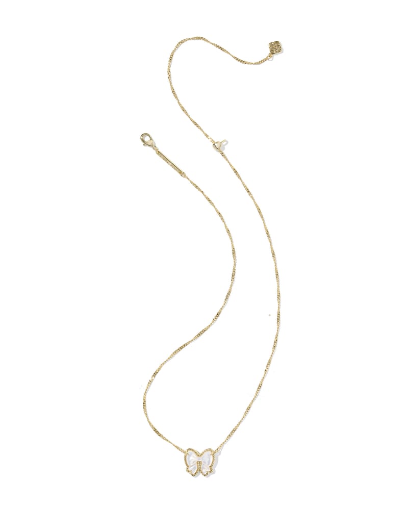 KENDRA SCOTT HALEY BOW SHORT PENDANT NECKLACE - GOLD IVORY MOP