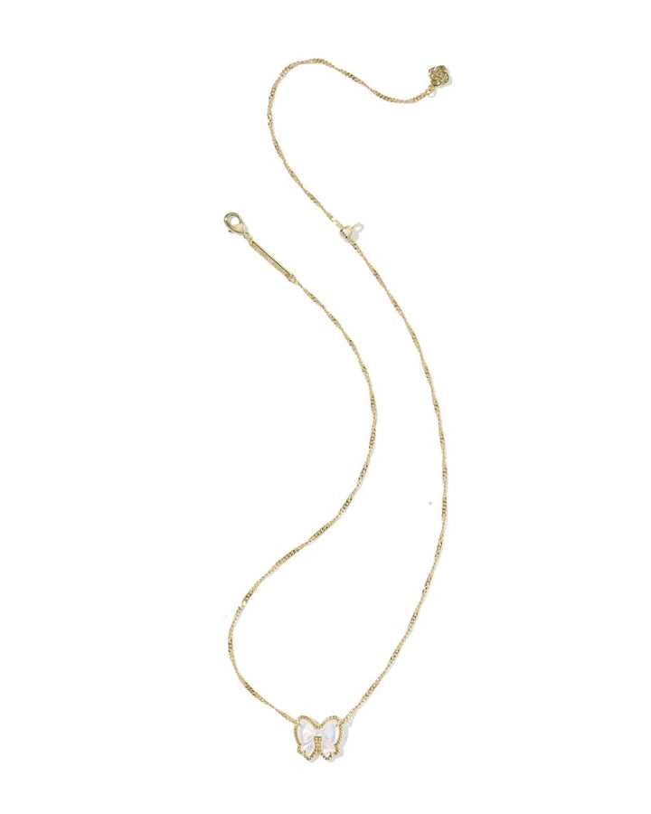 KENDRA SCOTT HALEY BOW SHORT PENDANT NECKLACE - GOLD IVORY MOP