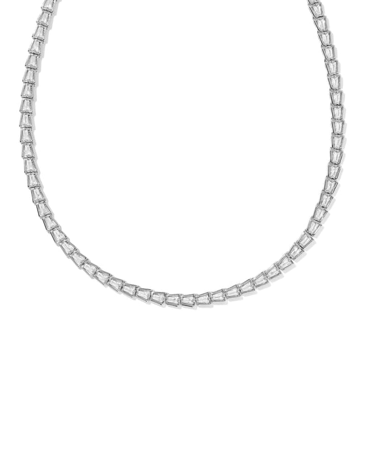 KENDRA SCOTT BELLA TENNIS NECKLACE - SILVER WHITE