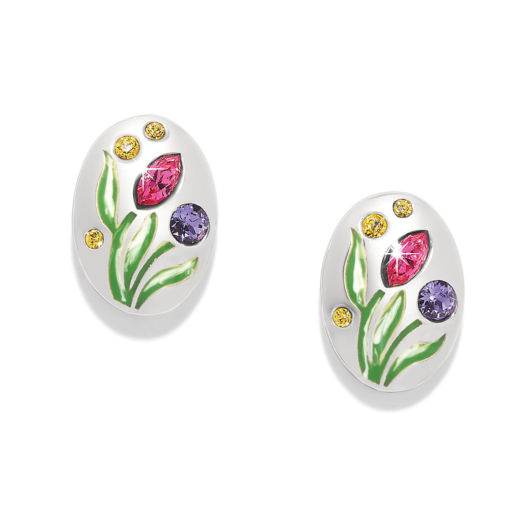 La Tulipe Post Earrings - Silver-Multi
