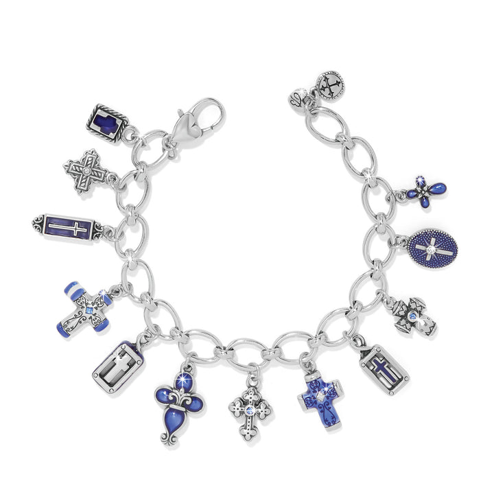 Unity Cross Charm Bracelet - Silver-Blue