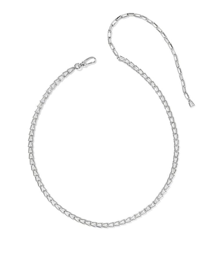 KENDRA SCOTT BELLA TENNIS NECKLACE - SILVER WHITE