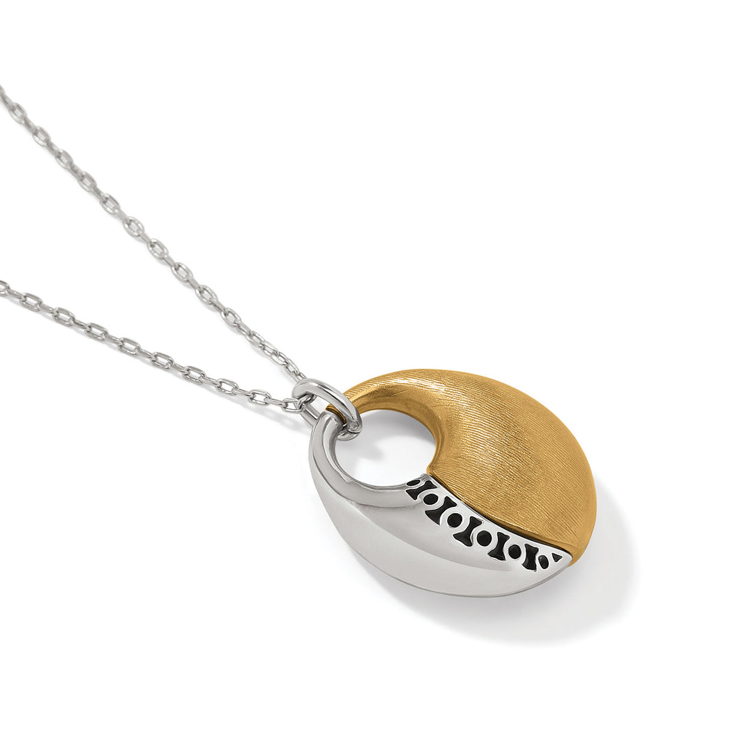 Inner Circle Oval Pendant Necklace - Silver-Gold