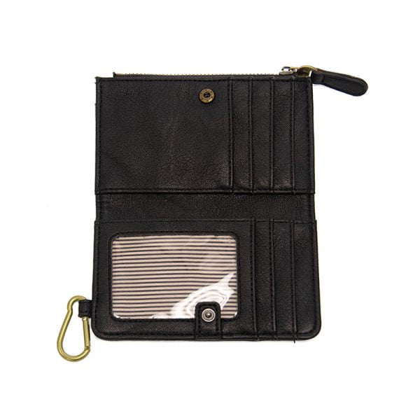 BOBBIE BIFOLD WALLET W/CARABINER - BLACK