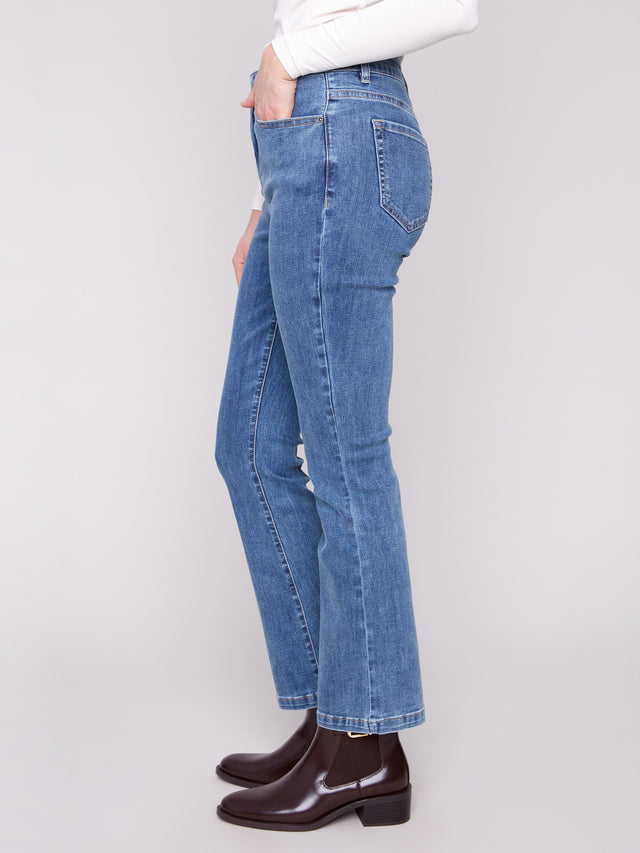 CHARLIE B BOOTCUT STRETCH DENIM PANTS - MEDIUM BLUE