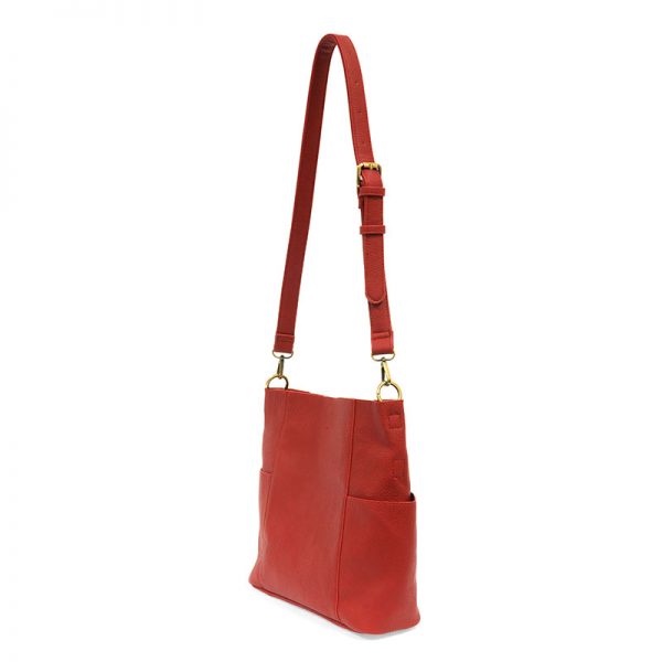 KAYLEIGH SIDE POCKET BUCKET BAG - RED