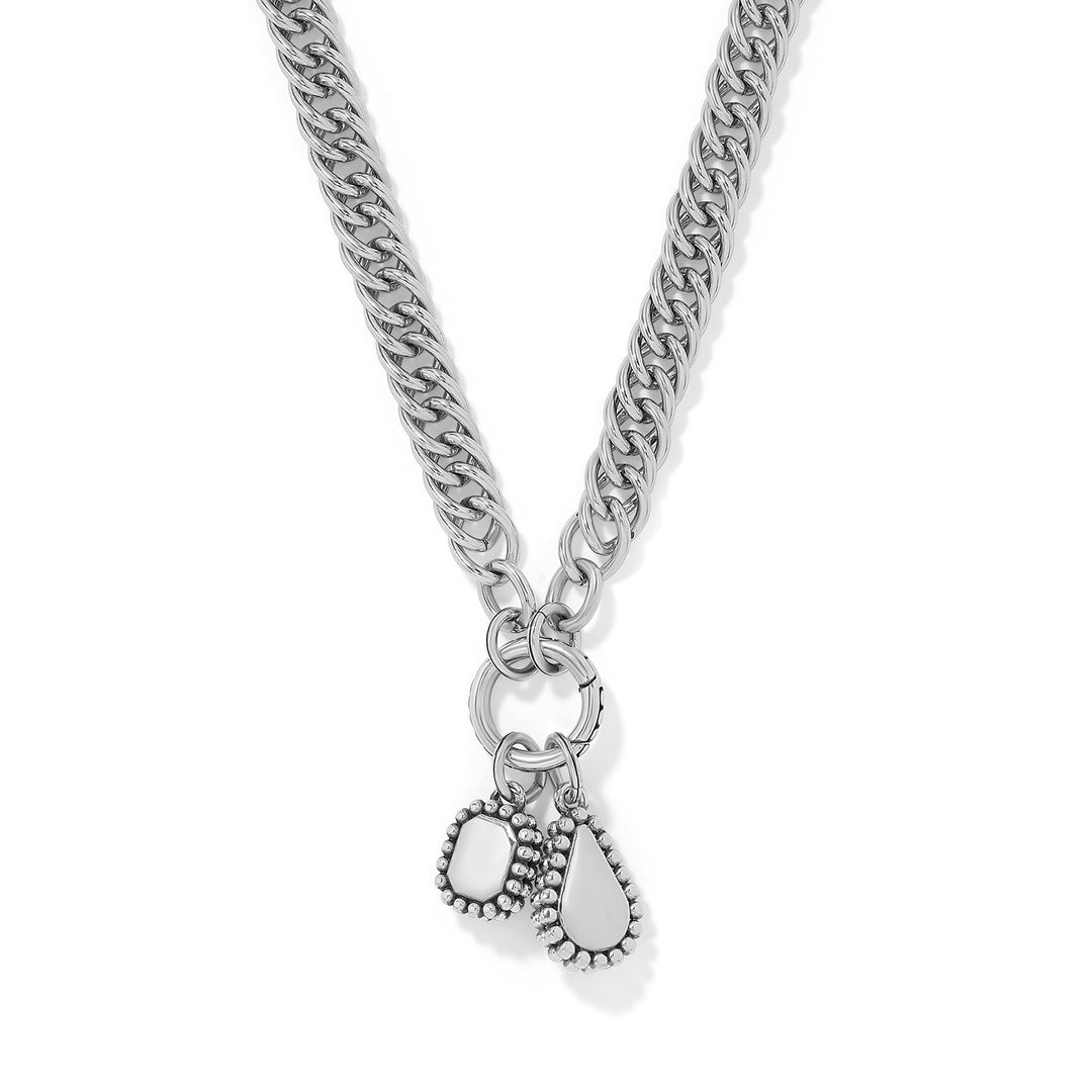 Twinkle Luxe Charm Link Necklace - Silver-Blue