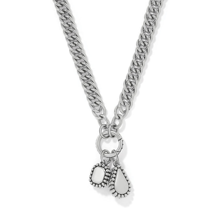 Twinkle Luxe Charm Link Necklace - Silver-Blue