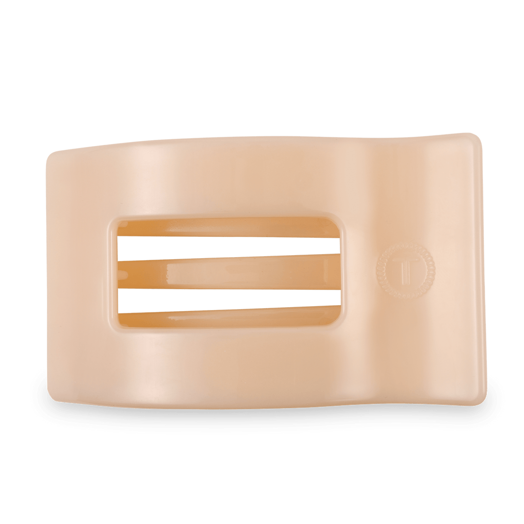 TELETIES LARGE FLAT RECTANGLE HAIR CLIP - ALMOND BEIGE