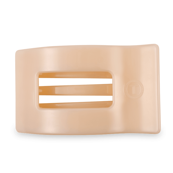 TELETIES LARGE FLAT RECTANGLE HAIR CLIP - ALMOND BEIGE