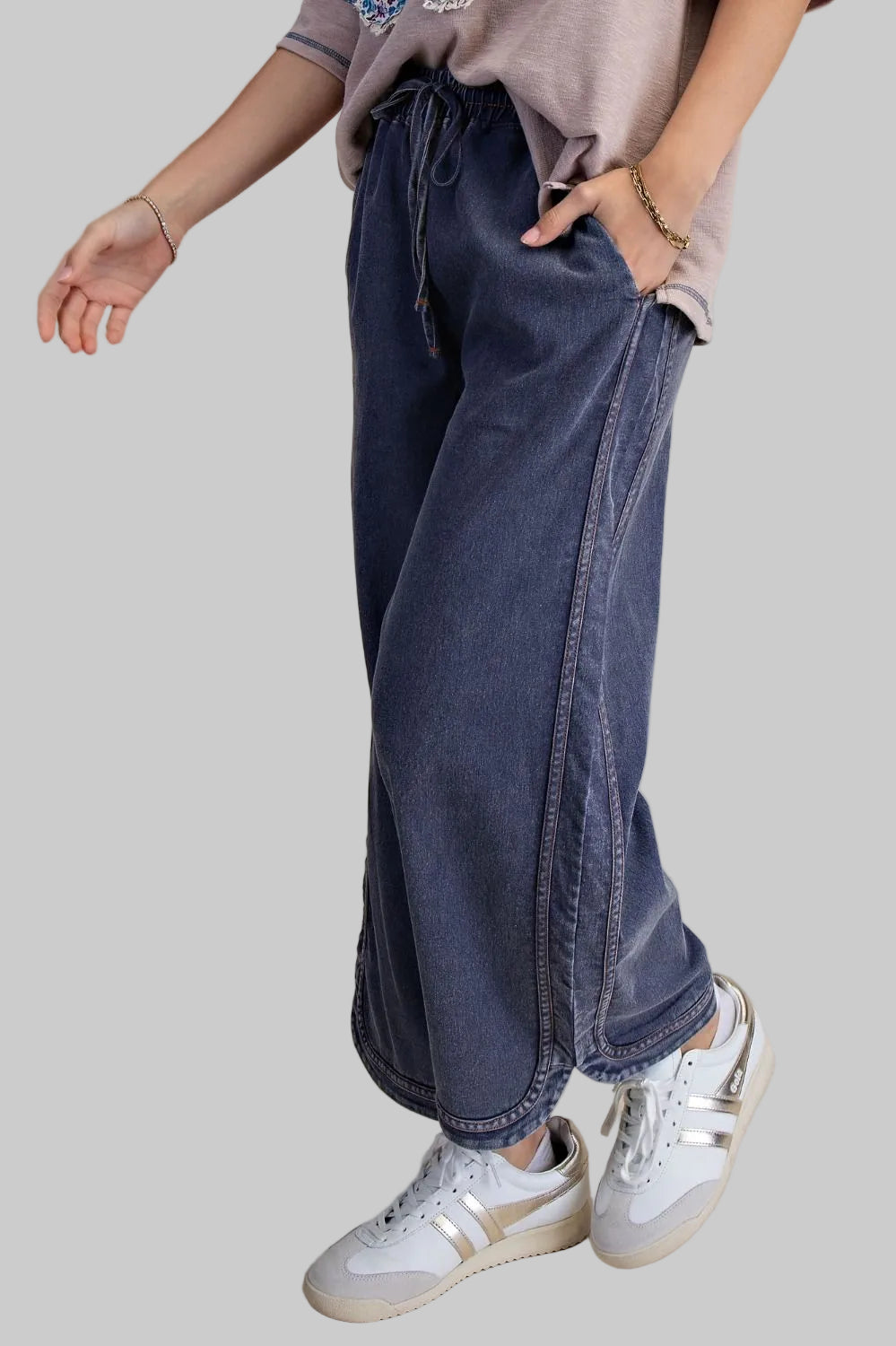 MINERAL WASHED DENIM PANTS 24.5" INSEAM - DARK DENIM