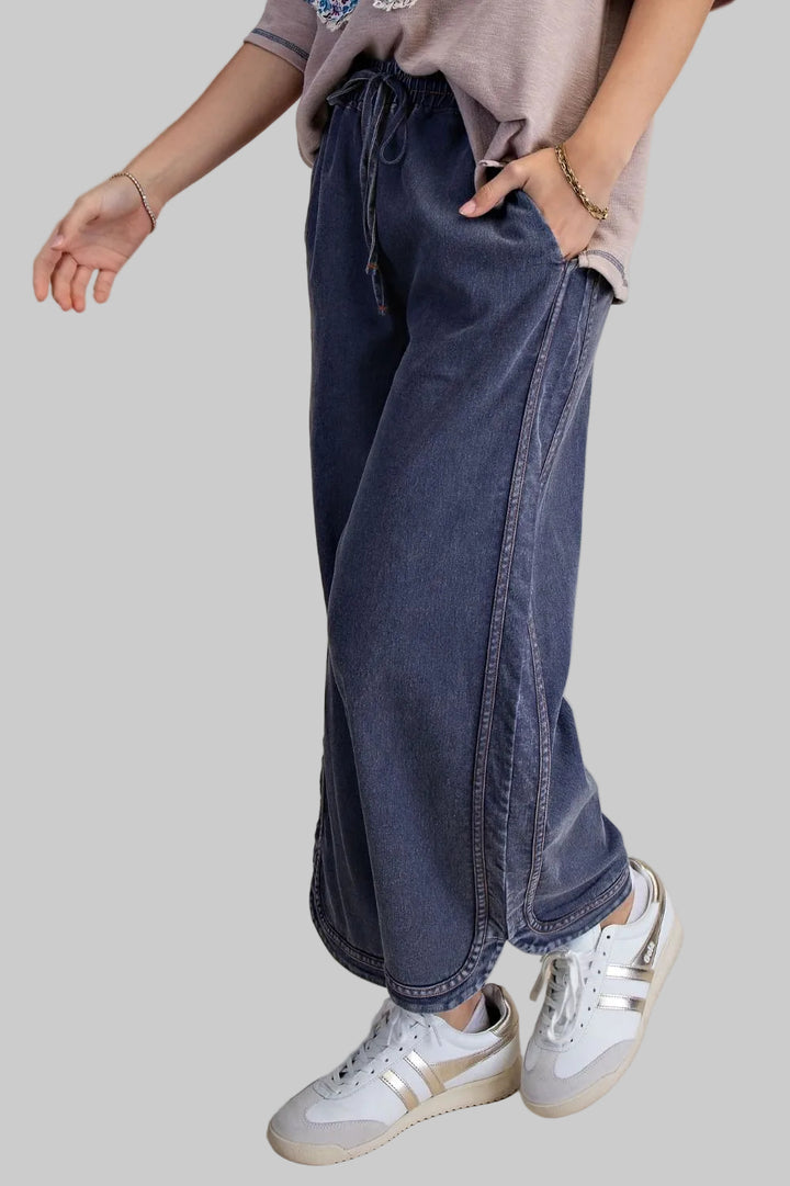 MINERAL WASHED DENIM PANTS 24.5" INSEAM - DARK DENIM