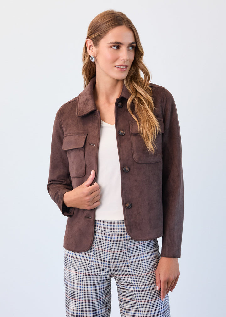 FDJ FAUX SUEDE JACKET - BROWN