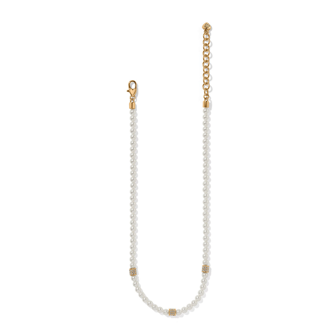 Meridian Petite Pearl Station Necklace -Gold-Pearl