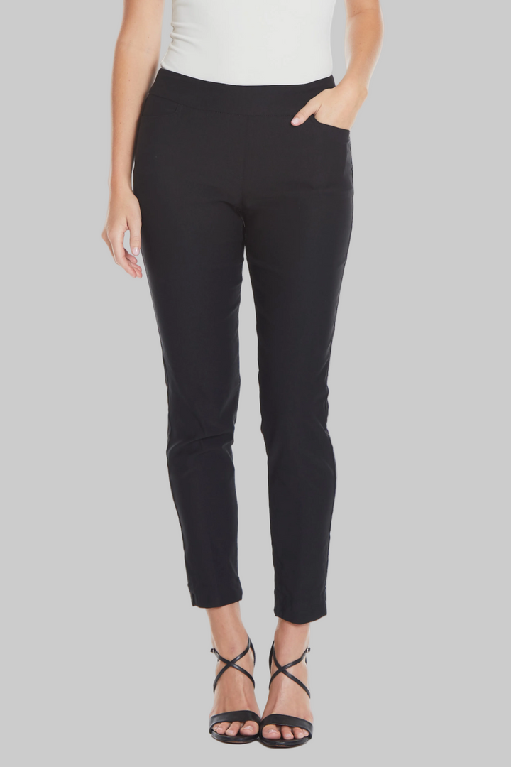 PETITE PULL ON ANKLE DRESS PANT W/ POCKETS - BLACK