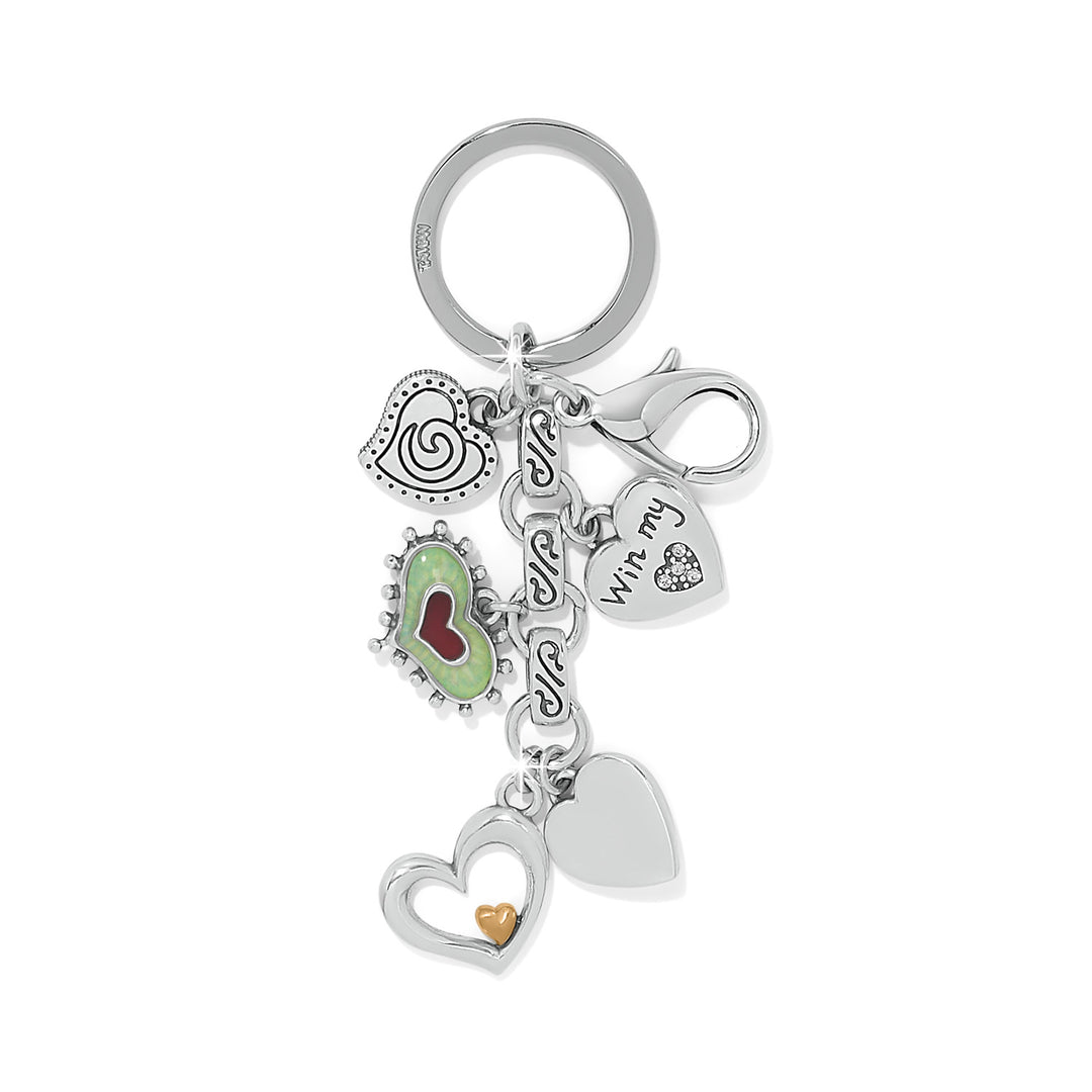 One Heart Key Fob - Silver-Multi