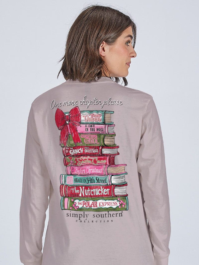 SIMPLY SOUTHERN 'ONE MORE CHAPTER PLEASE' LONG SLEEVE TEE - DRIFTWOOD