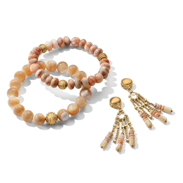 Contempo Nuevo Rosado Fringe Post Earrings - Gold-Pink