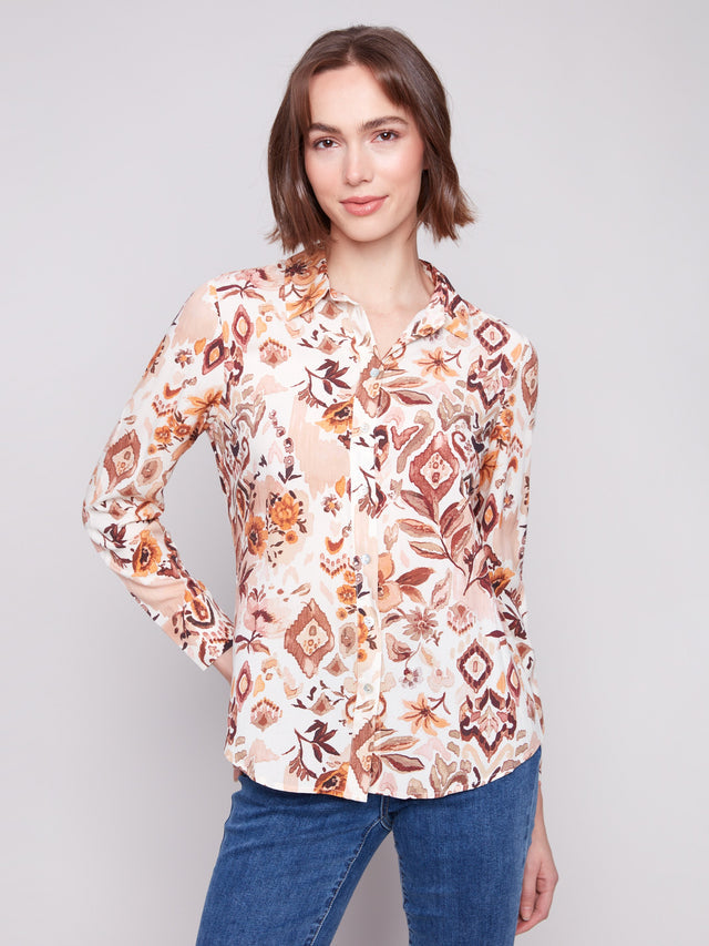 LONG SLEEVE BUTTON DOWN SHIRT - JACOBEAN