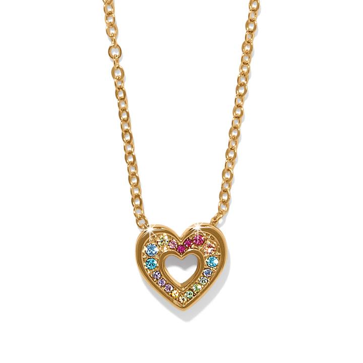 Enchanting Gem Heart Necklace - Gold