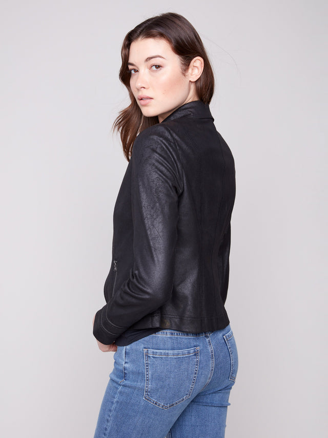 VINTAGE FAUX LEATHER JACKET - BLACK