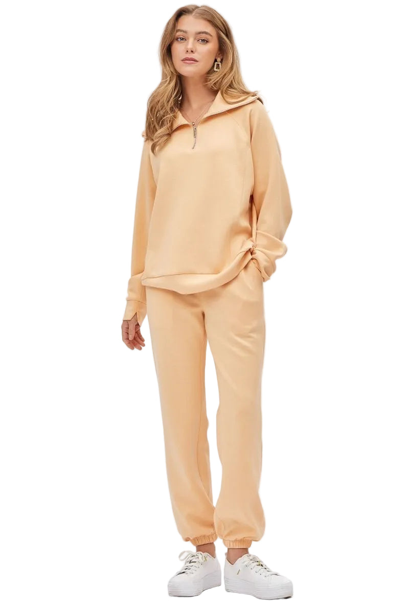 DEAR SCARLETT HALF ZIP MODAL PULLOVER - APRICOT ICE
