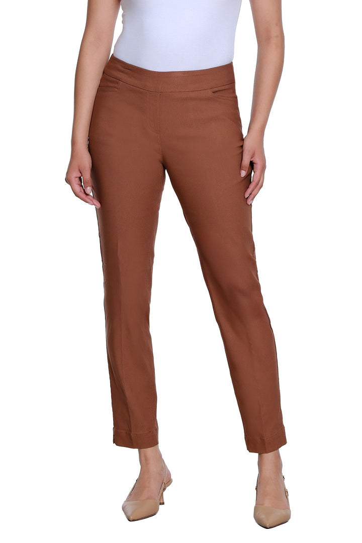 PULL ON ANKLE DRESS PANT W/ POCKETS - COCOA