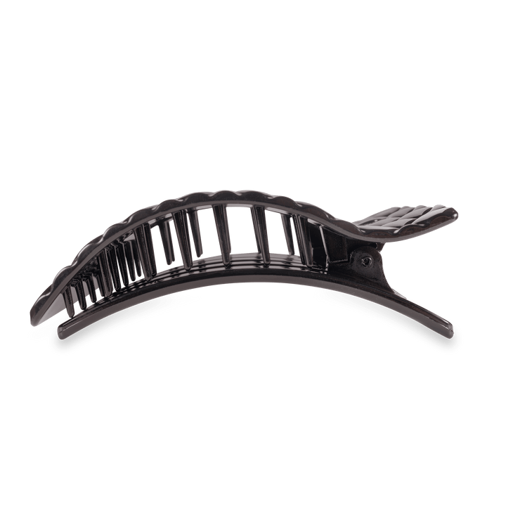 TELETIES LARGE FLAT RECTANGLE HAIR CLIP - JET BLACK QUILTED
