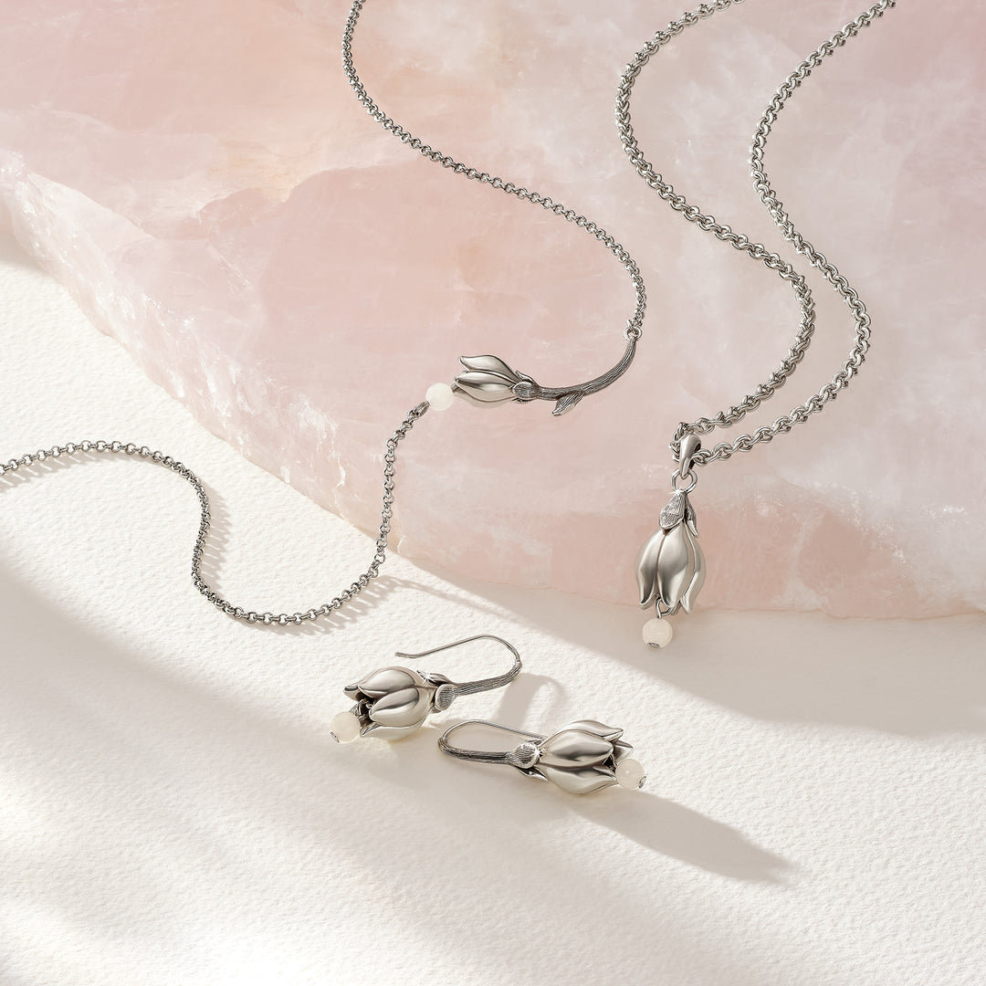 La Tulipe Petal French Wire Earrings - Silver