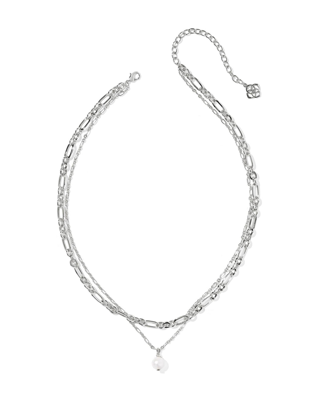 KENDRA SCOTT ASHTON MULTI STRAND NECKLACE - SILVER FRESHWATER CULTURED PEARL
