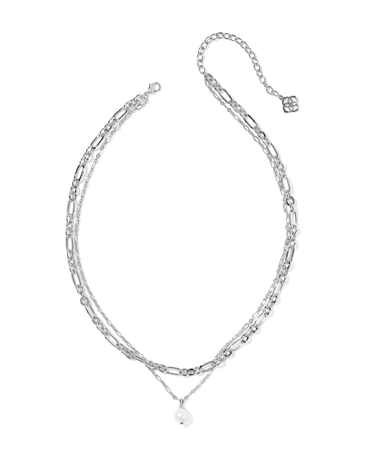 KENDRA SCOTT ASHTON MULTI STRAND NECKLACE - SILVER FRESHWATER CULTURED PEARL