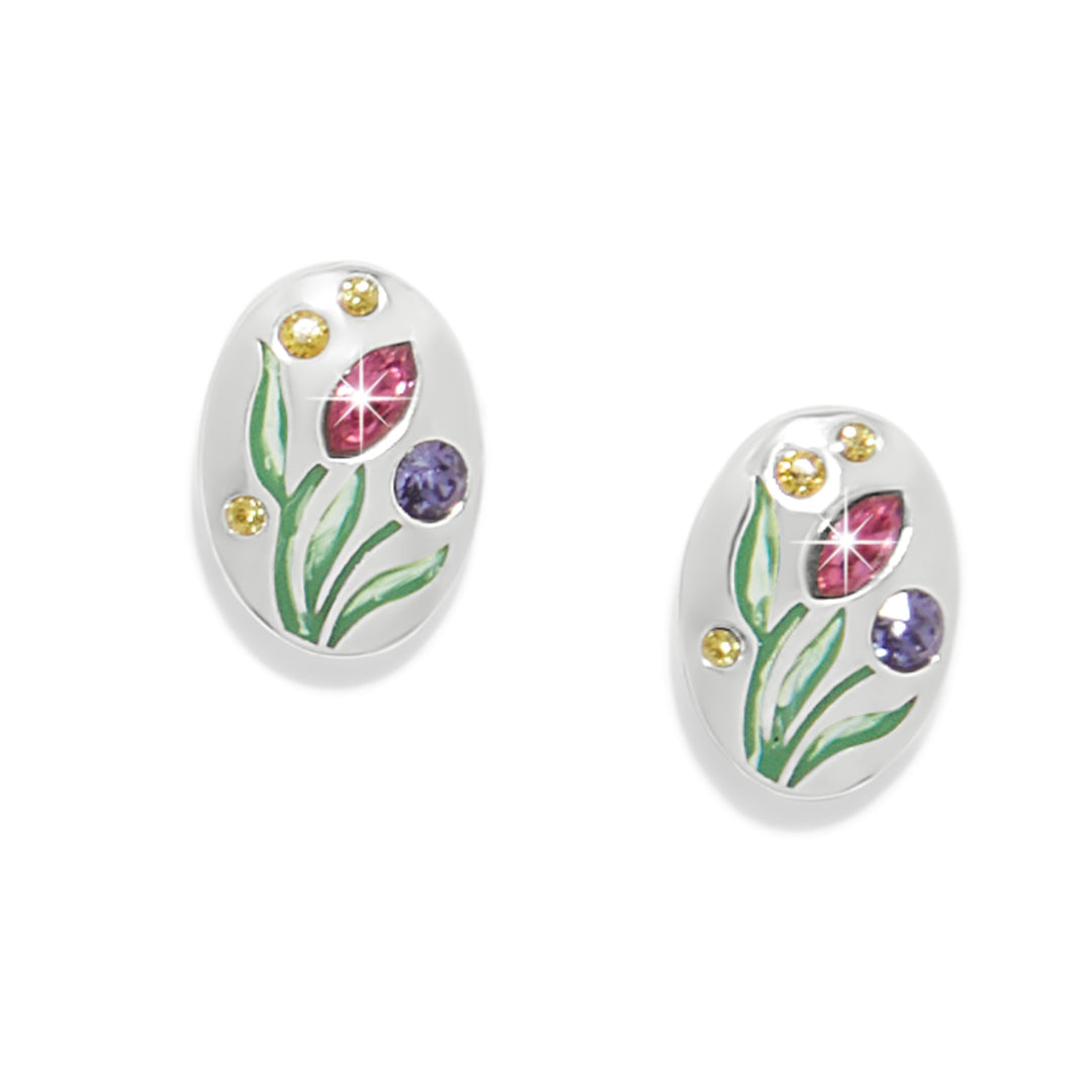 La Tulipe Post Earrings - Silver-Multi