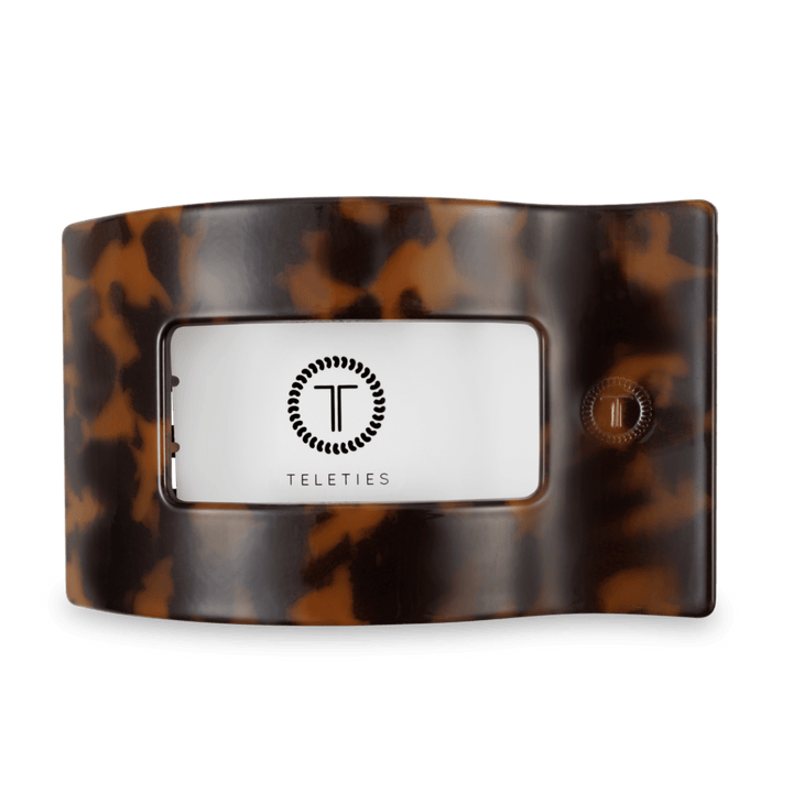 TELETIES LARGE FLAT RECTANGLE HAIR CLIP - TORTOISE