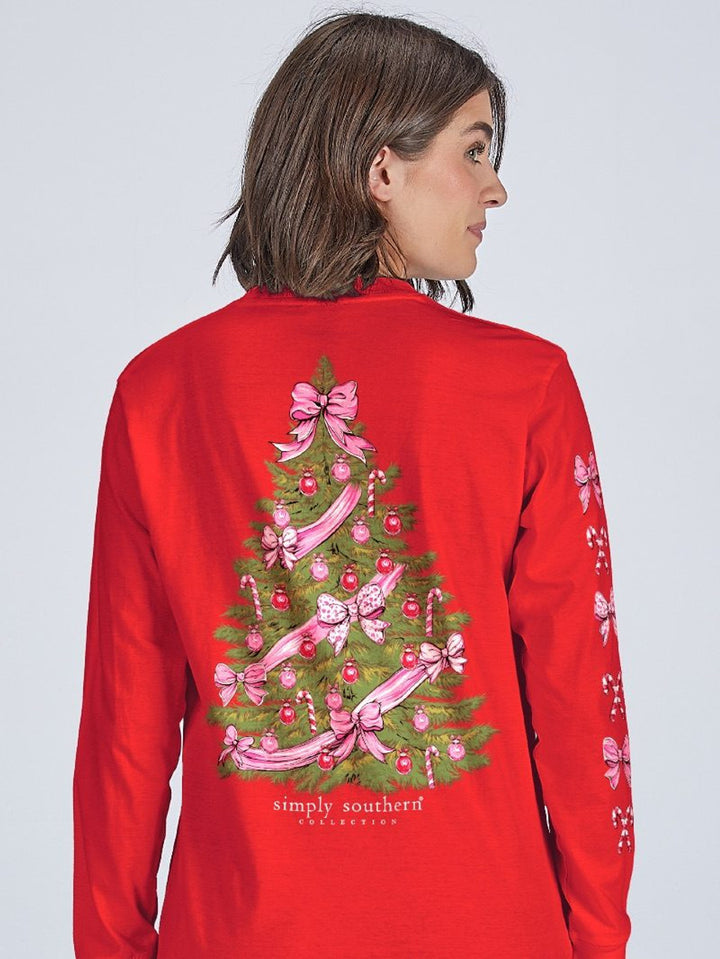 SIMPLY SOUTHERN CHRISTMAS TREE LONG SLEEVE TEE - RED