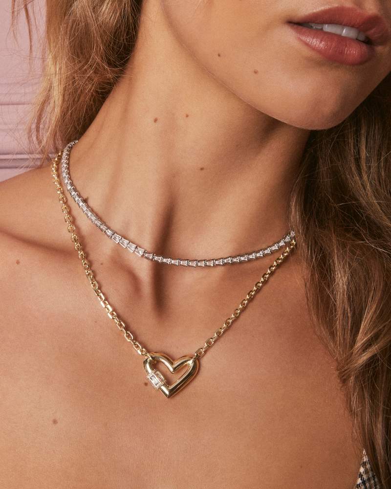 KENDRA SCOTT BELLA TENNIS NECKLACE - SILVER WHITE