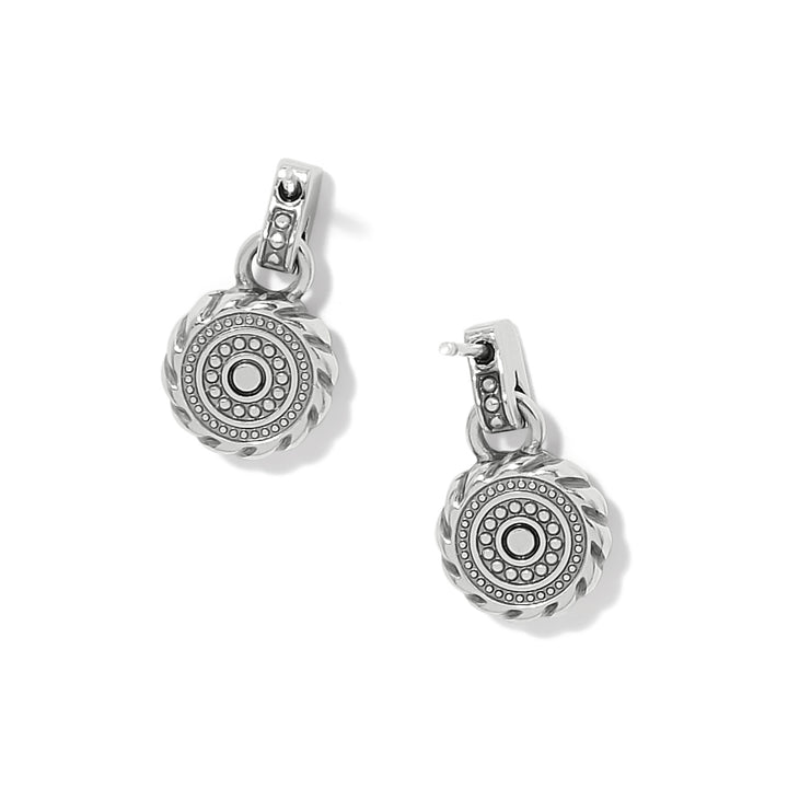 Halo Gemma Petite Round Post Drop Earrings - Silver-Tanzanite