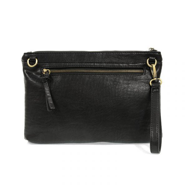 QUINN WOVEN CONVERTIBLE CROSSBODY CLUTCH - BLACK