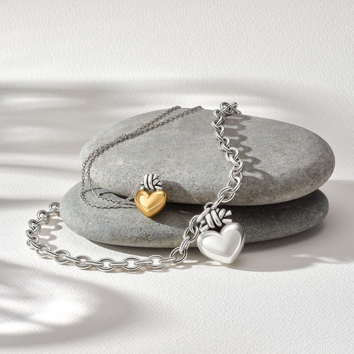 Interlok Lazo Knot Large Heart Necklace - Silver