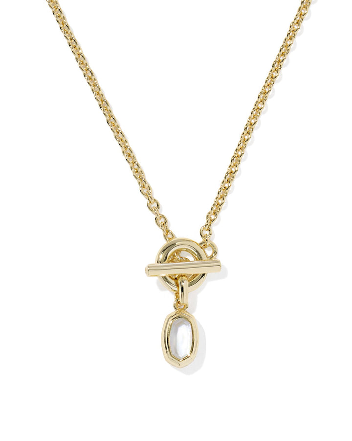 KENDRA SCOTT MINI ELISA TOGGLE SHORT PENDANT NECKLACE - GOLD IVORY MOP