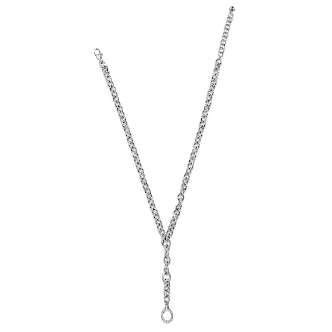 Luxe Y Shape Open Charm Ring Necklace -Silver