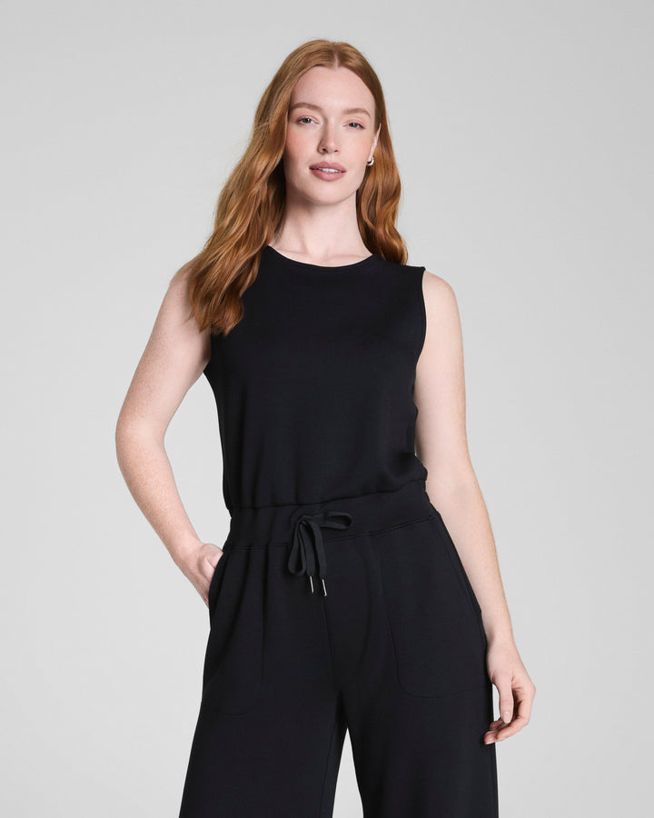 SPANX AIRESSENTIALS SLEEVELESS JUMPSUIT - VERY BLACK
