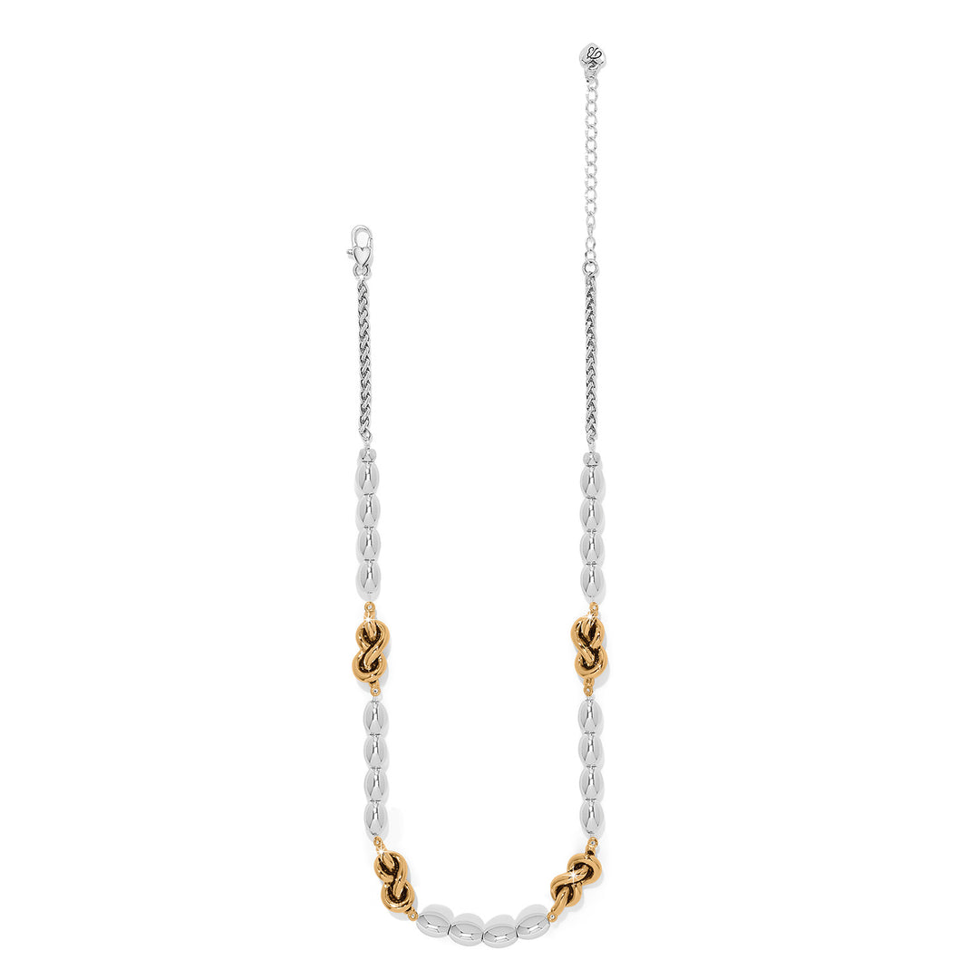 Interlok Single Knot Drops Collar Necklace - Silver-Gold