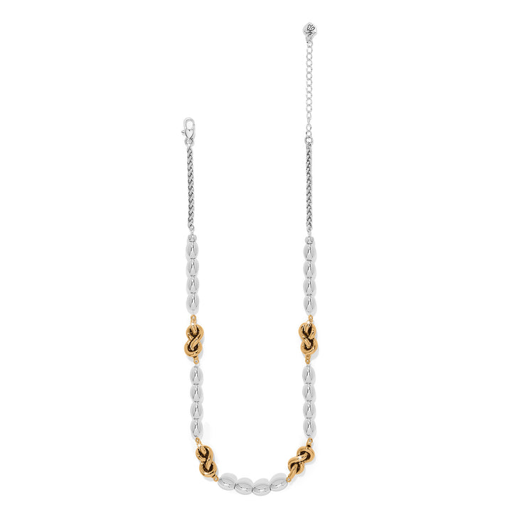 Interlok Single Knot Drops Collar Necklace - Silver-Gold