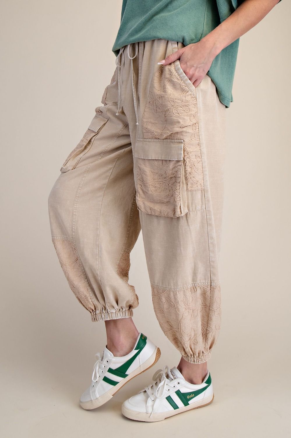 WASHED CARGO TWILL PANTS - KHAKI