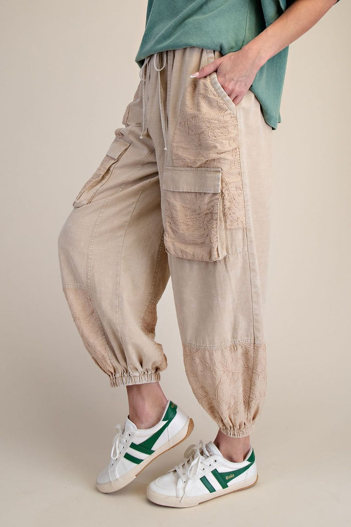 WASHED CARGO TWILL PANTS - KHAKI