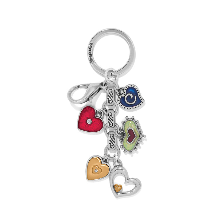 One Heart Key Fob - Silver-Multi