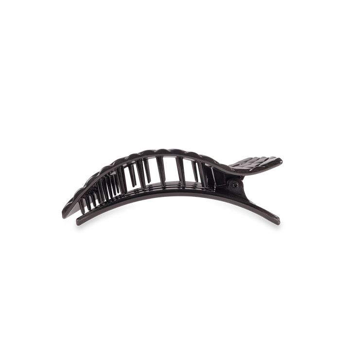 TELETIES SMALL FLAT RECTANGLE HAIR CLIP - JET BLACK QUILTED