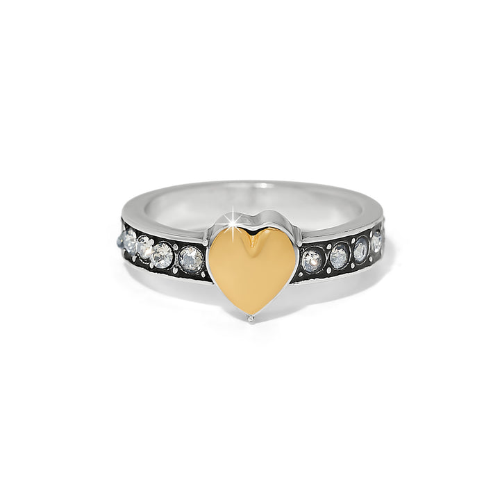 Mystery Of Love Heart Ring - Silver-Gold - Size 6
