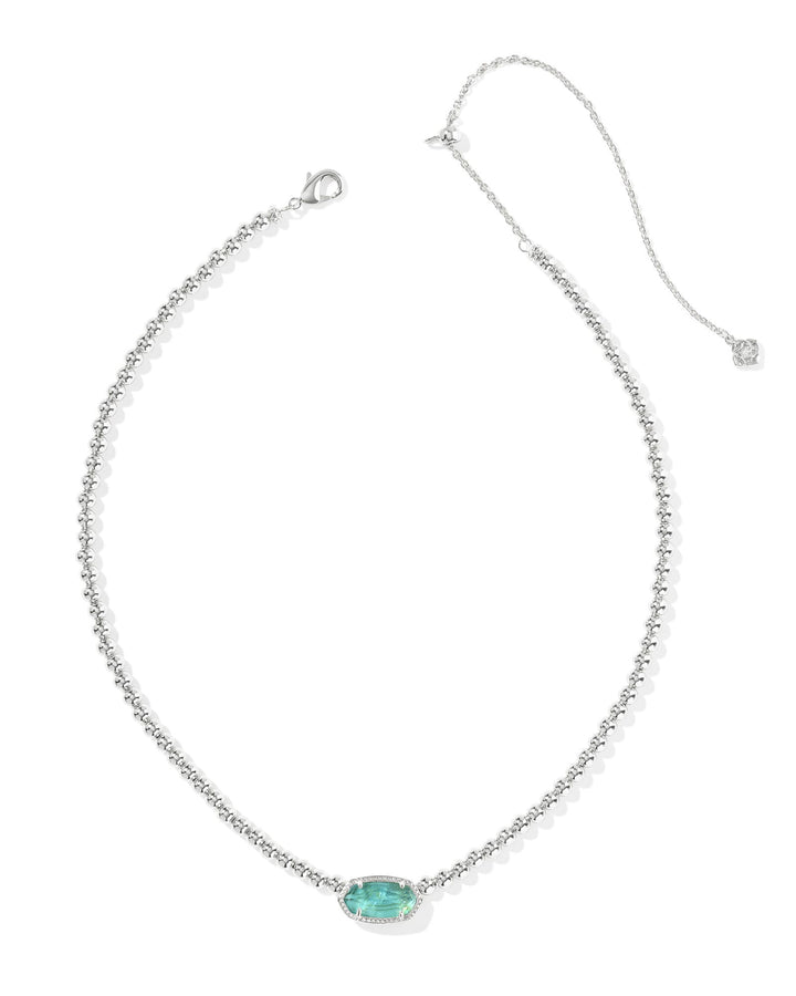 KENDRA SCOTT ELISA BEADED NECKLACE - SILVER BRIGHT AQUA ILLUSION