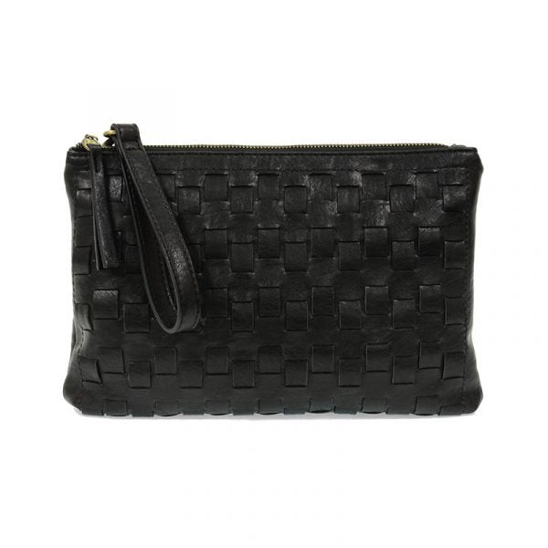 QUINN WOVEN CONVERTIBLE CROSSBODY CLUTCH - BLACK